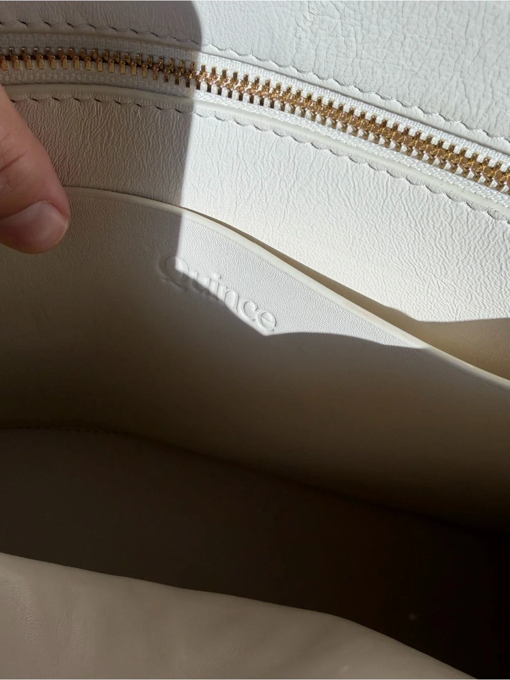 Quince Woven Sheep Leather Tote Bag in Cream - Picture 3 of 6